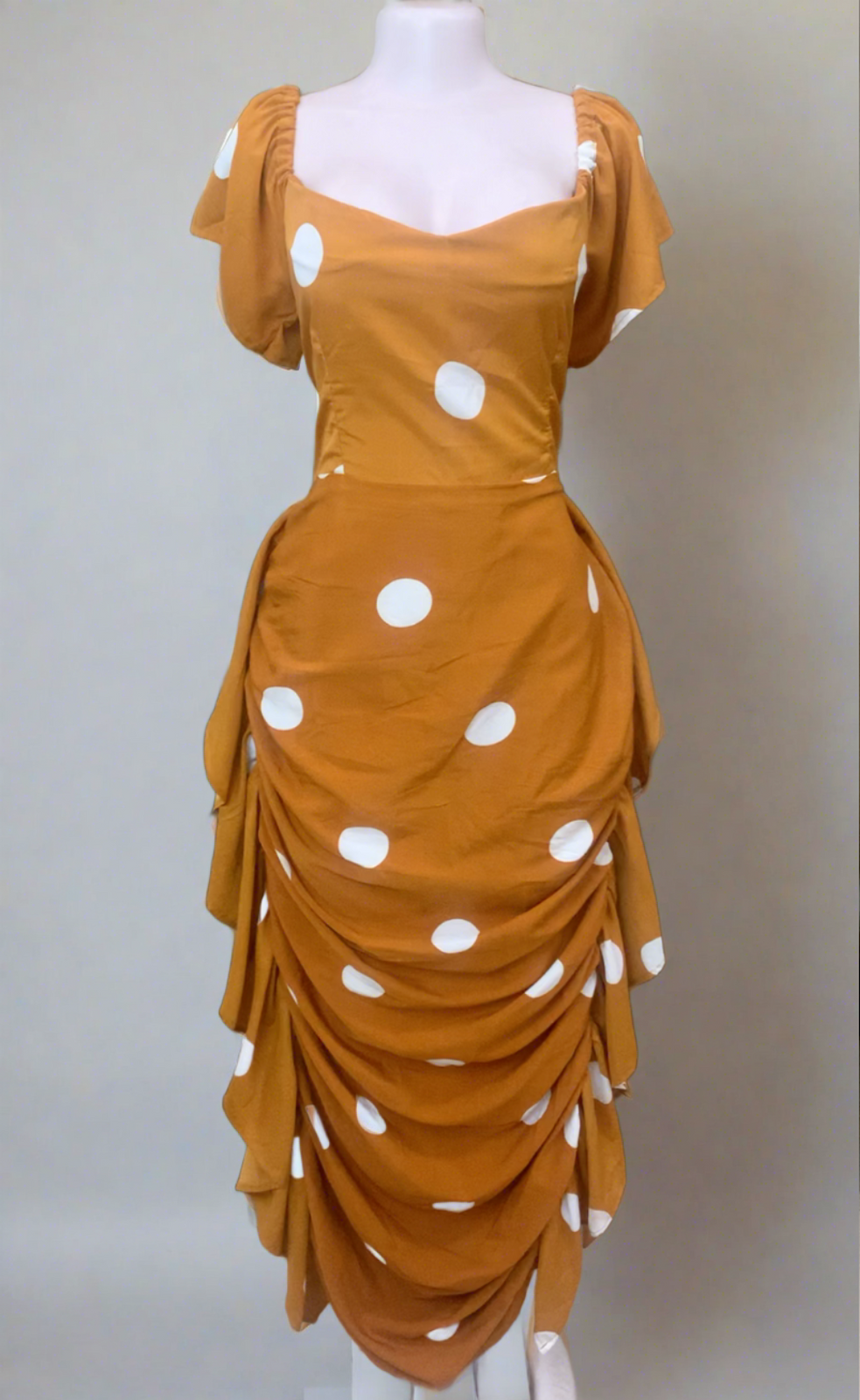 Fifi Maxi Dress - Mustard Polka
